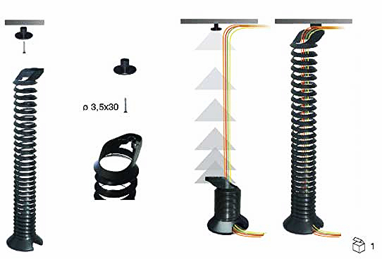 Kabelspirale elektromotorische Tische, Kabelspirale elektrische höhenverstellbare Schreibtische, Kabelführung Kabelspirale Stehsitz