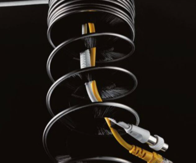 Design Kabelspirale, verchromte Kabelspirale, Kabelschlange für Chromgestelle, Kabelführung Designtisch