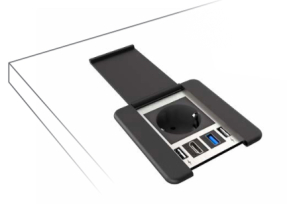 Einbausteckdose mit Deckel, USB-Einbausteckdose Schreibtisch, Schuko rundes Loch Tischplatte